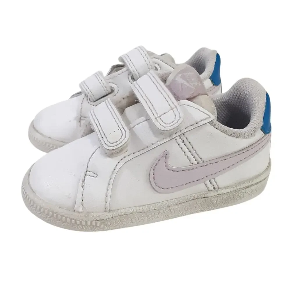 Nike Court Royale Baby Sneakers White Leather Toddler 4.5 Blue Running Shoes